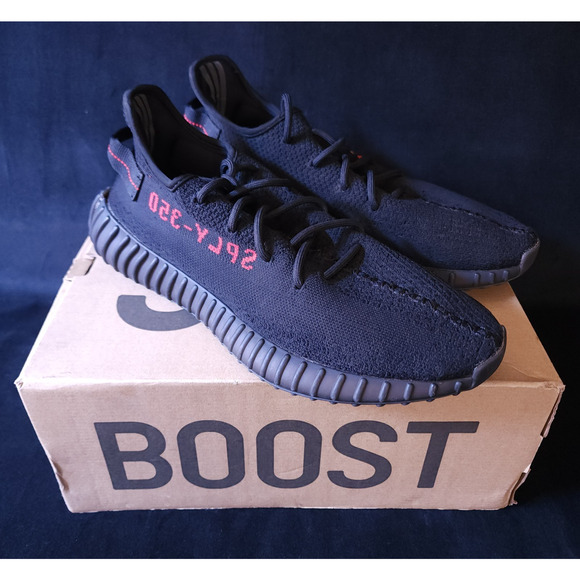Mens Size 11.5 adidas Yeezy Boost 350 V2 Low Bred Black Shoes Authentic CP9652 - Picture 1 of 13